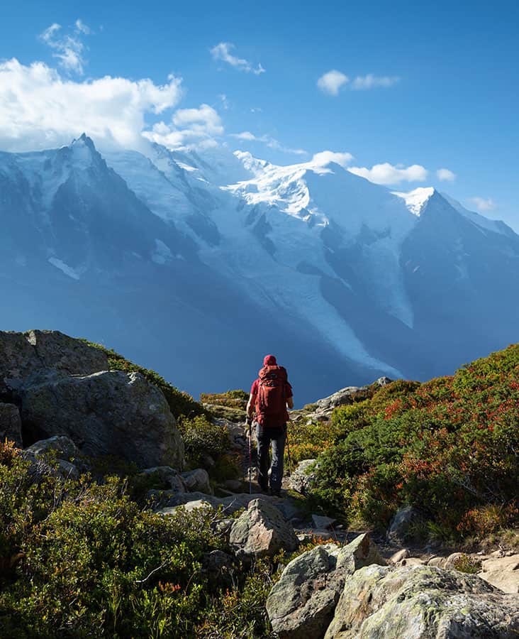 Hiking in the mountains.